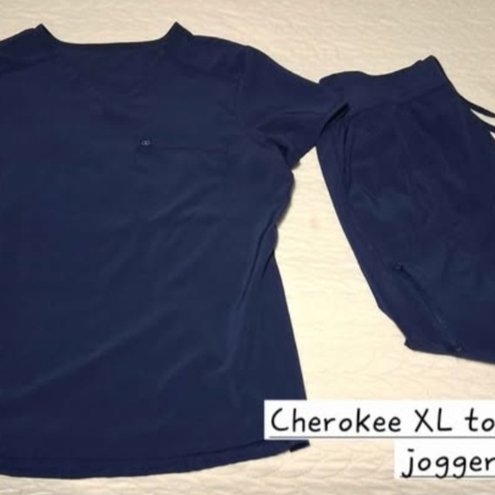Cherokee Deep Blue Top and Joggers Set XL top L petite Bottoms